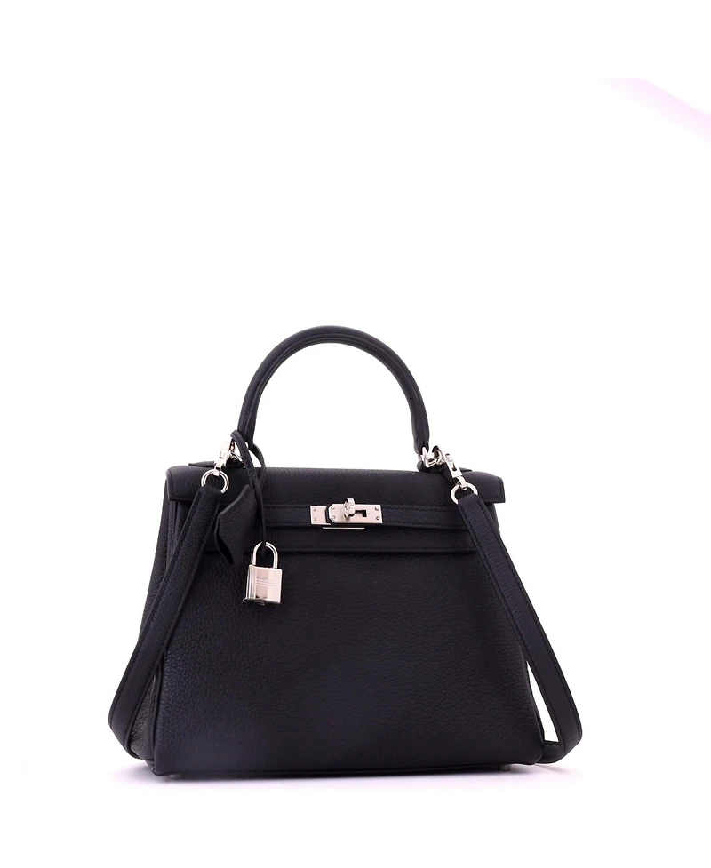 Pre-Owned HERMES Kelly 25 Handbag Black Togo with Palladium Hardware