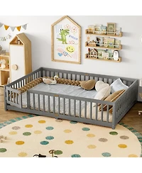 Streamdale Furniture Floor Bed with Safety Guardrails and Door