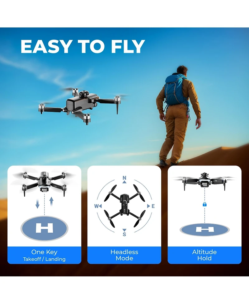 Contixo F19 Arvo Foldable Drone with 1080P Hd Camera, Fpv, Obstacle Avoidance, 2 Batteries, Brushless Motors and Led Lights