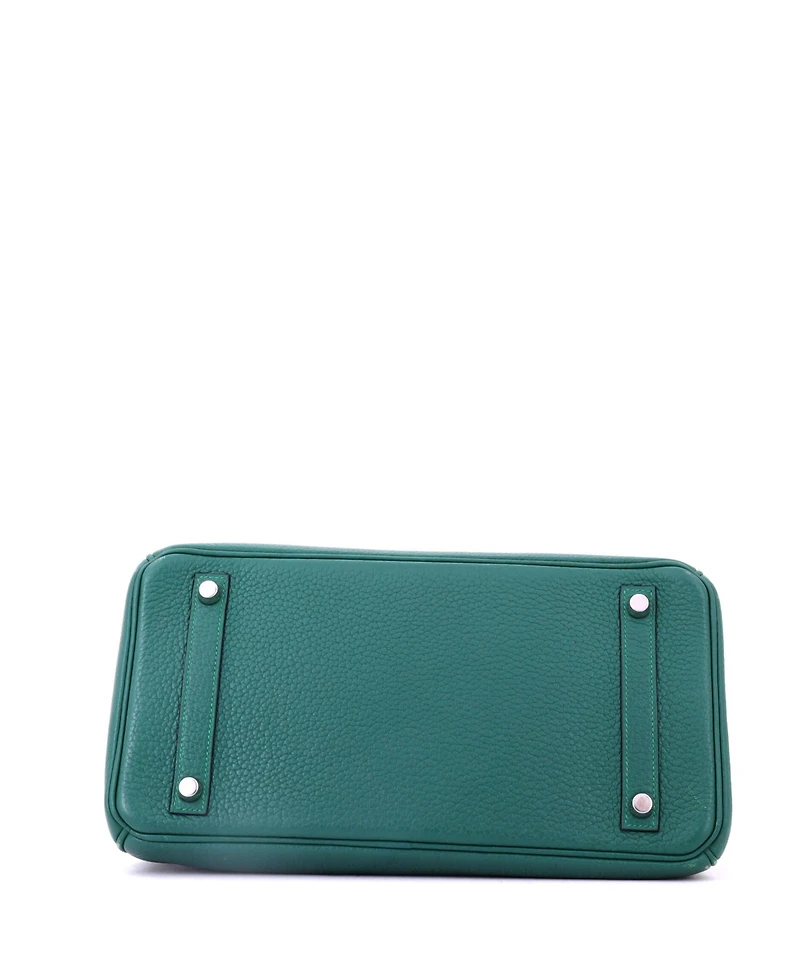 Pre-Owned HERMES Birkin 30 Handbag Green Clemence with Palladium Hardware