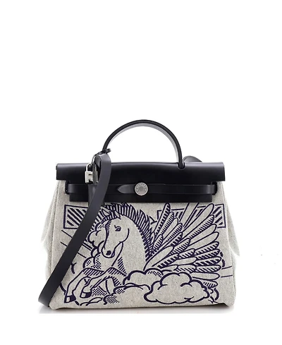 Pre-Owned HERMES 31 Herbag Zip Pegase Pop Toile and Leather