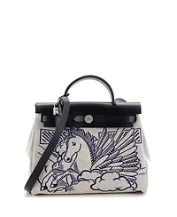 Pre-Owned HERMES 31 Herbag Zip Pegase Pop Toile and Leather