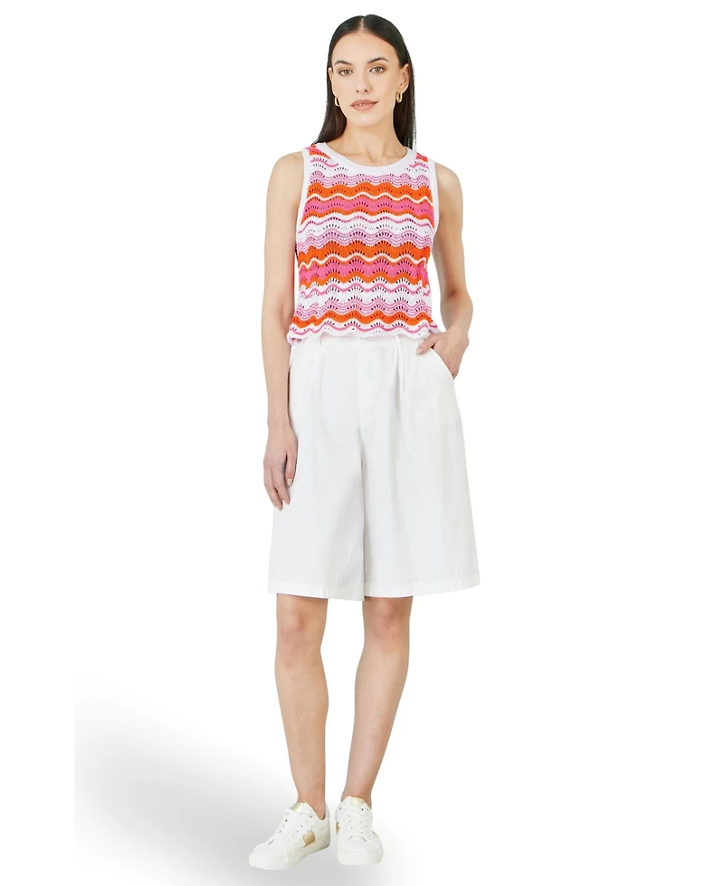 Yumi Women's Stripe Crochet Vest Top