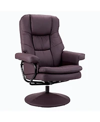Streamdale Furniture Swivel Leather Recliner Chair with Ottoman