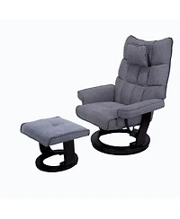 Streamdale Furniture 8 Point Heated Massage Recliner with Ottoman, Chenille Fabric