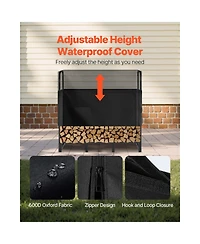 Cozito Firewood Rack with Top Cover, 4 feet Outdoor 1/4 Cord Metal Log Holder
