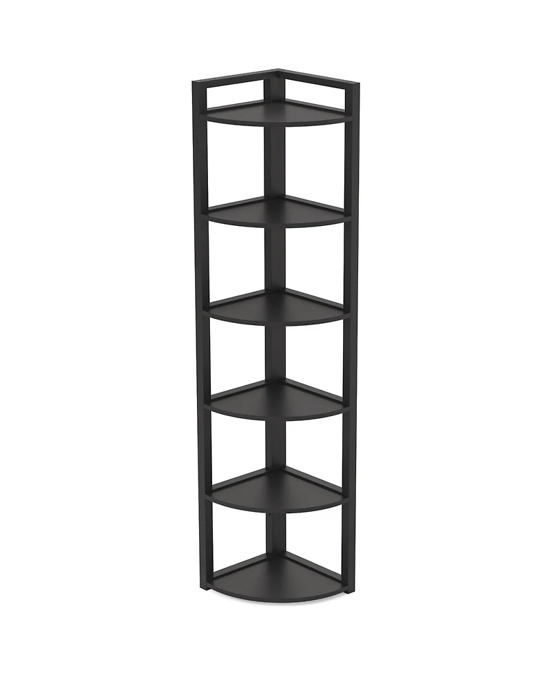 Slickblue Modern 6 Tier Corner Bookcase with Open Display Shelves