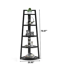 Slickblue 5 Tier Corner Shelf 70 Inch Tall Ladder Bookshelf for Small Spaces