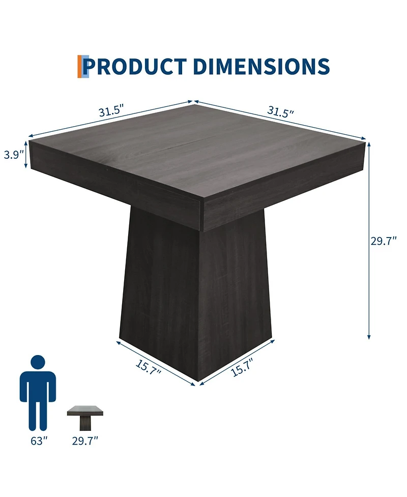 gaomon 31.5" Modern Wood Farmhouse Kitchen Square Dining Table for Kitchen, Living Room, Cafe, Apartment, Small Spaces