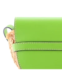 Pre-Owned Loewe Mini Gate Leather Shoulder Leather with Raffia