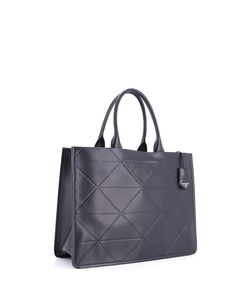 Pre-Owned Prada Large Symbole Shopper Tote Embossed Leather