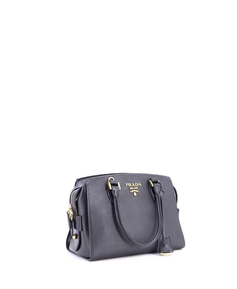 Pre-Owned Prada Small Convertible Zip Around Satchel City Calfskin and Saffiano Leather