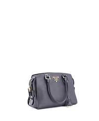 Pre-Owned Prada Small Convertible Zip Around Satchel City Calfskin and Saffiano Leather