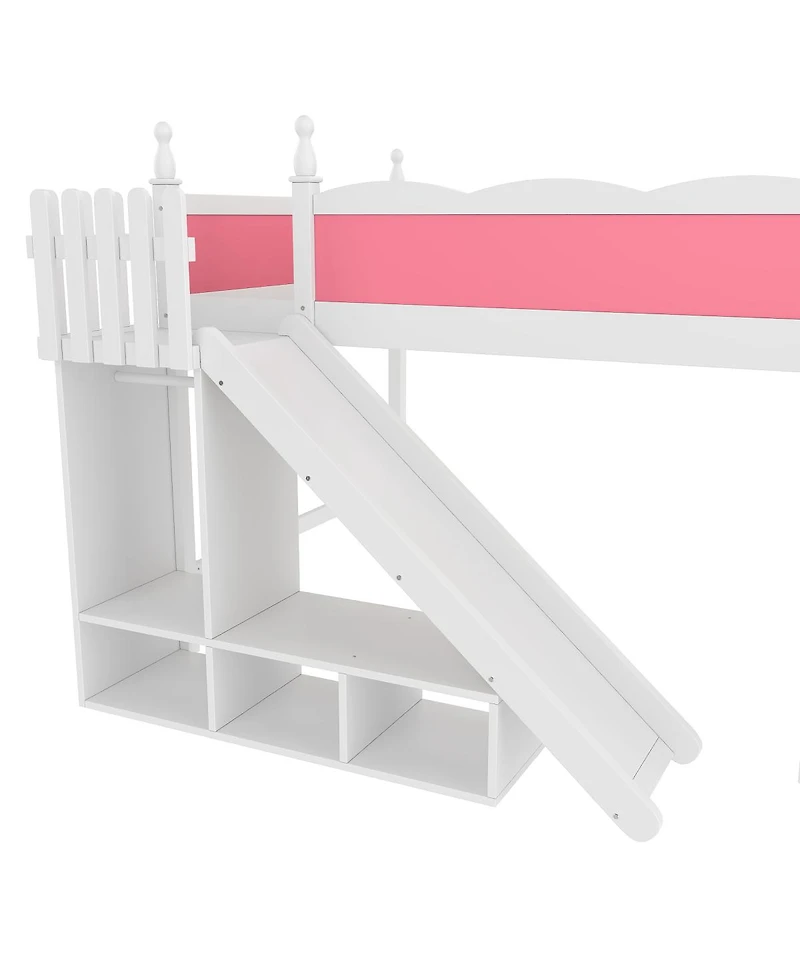 Streamdale Furniture Loft Bed with Storage, Wardrobe, Slide, and Ladder