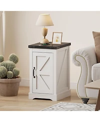 gaomon Farmhouse Nightstand with Charging Station, Ac Outlets and Usb Ports, End Table with Adjustable Shelf and Cable Management, for Bedroom