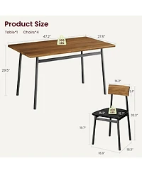 gaomon Kitchen Dining Table and Chairs Set for 4 with Upholstered Pu Cushioned Chairs