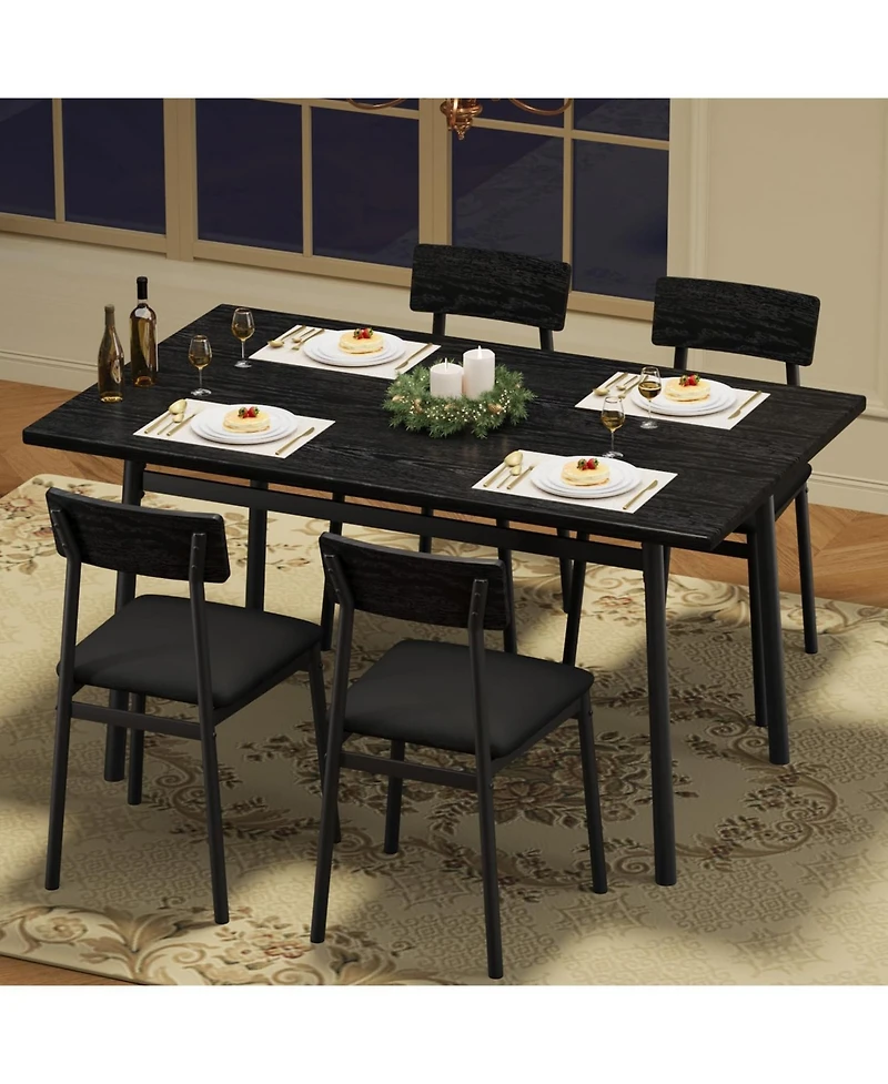 gaomon Kitchen Dining Table and Chairs Set for 4 with Upholstered Pu Cushioned Chairs