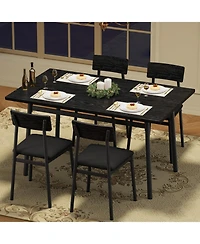 gaomon Kitchen Dining Table and Chairs Set for 4 with Upholstered Pu Cushioned Chairs
