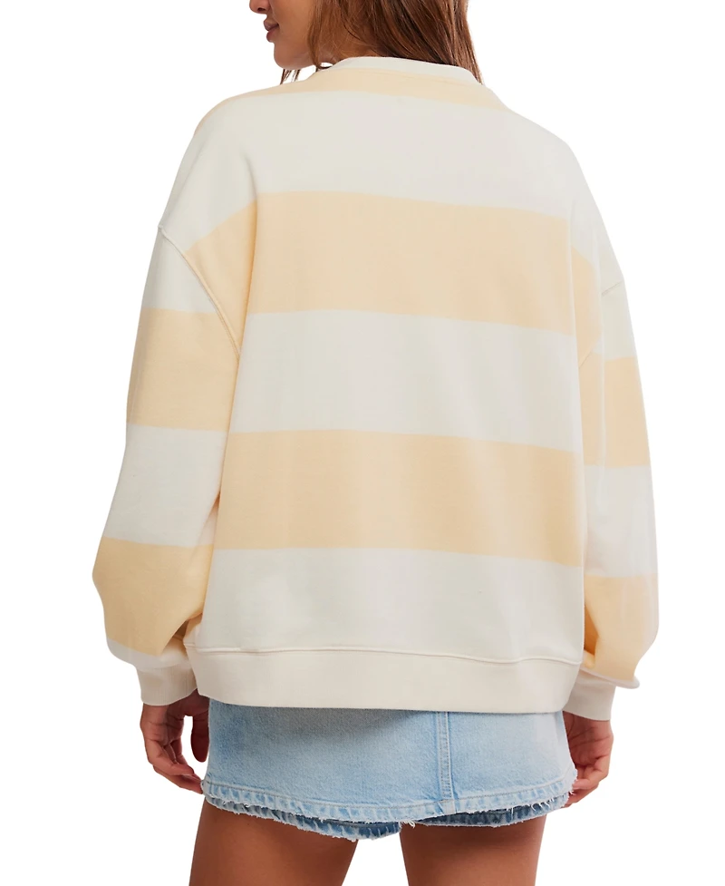 Free People Women's Classic Crewneck Stripe Oversized Top
