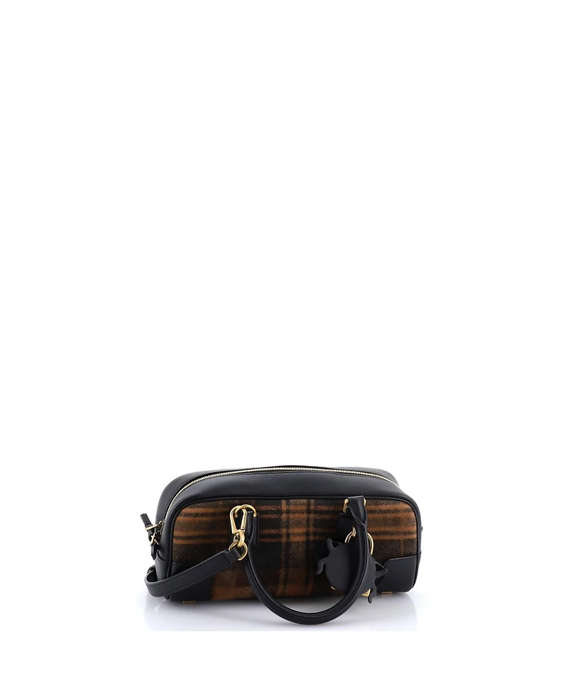 Pre-Owned Loewe 23 Amazona Cropped Bag Tartan Suede and Leather