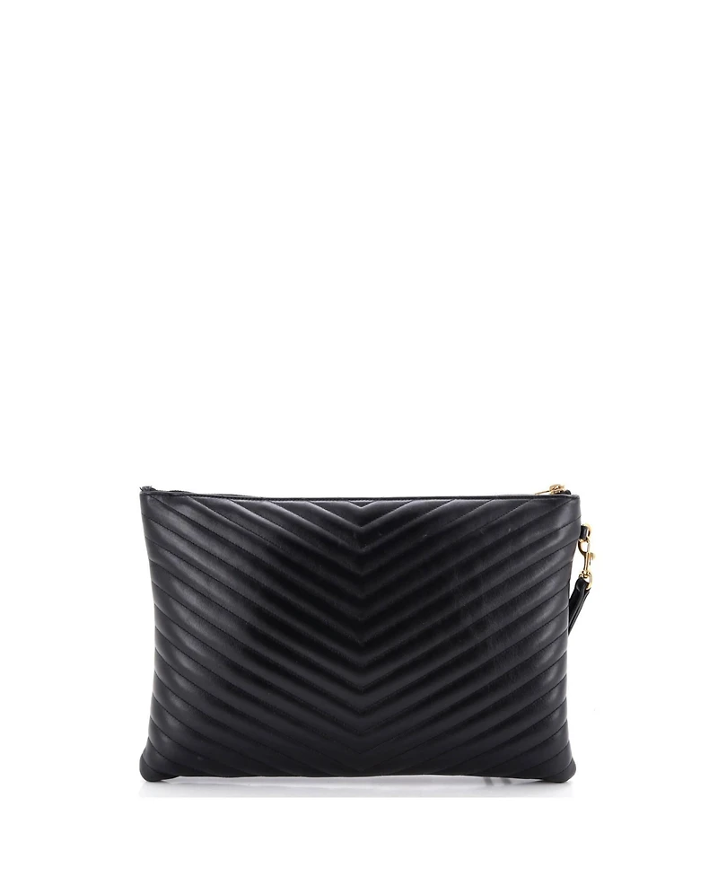 Pre-Owned Saint Laurent Large Puffy Zip Pouch Patent