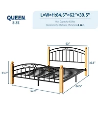 homfan Bed Frame with Headboard and Footboard, Classic Metal Platform Bed Frame Under Storage, Steel Slats, No Box Spring Needed