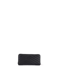 Pre-Owned Saint Laurent Classic Monogram Zip Around Wallet Matelasse Chevron Leather