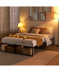homfan Heavy Duty Noise-Free Metal Platform Bed Frame, Queen Size, Steel Slats, 13" Underbed Storage, 800 lbs Capacity