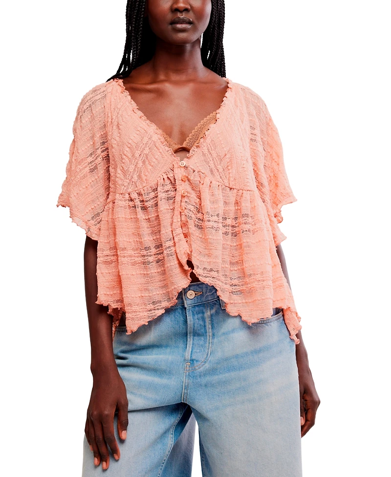 Free People Women's Your Dreams Plunge V-Neck Lace Top