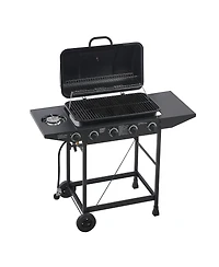Streamdale Furniture 4-Burner Propane Gas Bbq Grill with Side Burner and Stainless Steel Finish