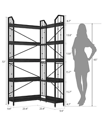gaomon l-Shaped Corner Bookshelf, 5/-Tier Tall Bookcase, Industrial Storage Display Shelves for Living Room