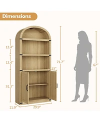 gaomon Bookcase with Doors Arched Bookshelf 71.65 Inch Tall Bookcase Farmhouse Cabinet with Shelves