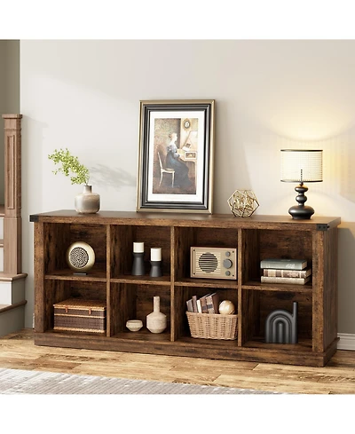 gaomon 8 Cube Storage Organizer Bookshelf, Farmhouse Horizontal Bookcase