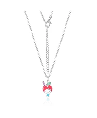 Hello Kitty Sanrio Enamel and Pink Cyrstal Cafe 3D Apple Head Pendant, 16+ 2'' Chain