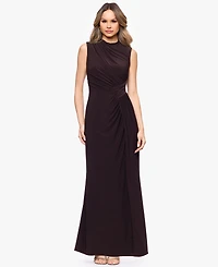 Betsy & Adam Petite Sleeveless Mock Neck Ball Gown