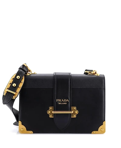 Pre-Owned Prada Large Cahier Crossbody Bag Leather and Saffiano Leather