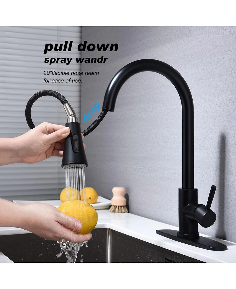 Phying High Arc Single Handle Kitchen Sink Faucet Single Level Stainless Steel Pull down Sprayer Faucet Brushed Nickel Finish