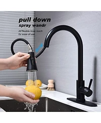 Phying High Arc Single Handle Kitchen Sink Faucet Single Level Stainless Steel Pull down Sprayer Faucet Brushed Nickel Finish