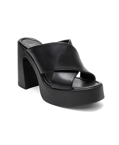 Forever & Always Shoes Women's Essenza Leather Platform Block Heel Sandal