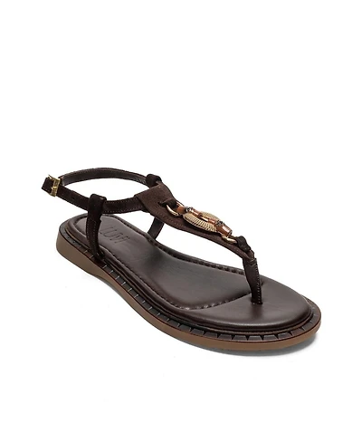 Forever & Always Shoes Women's Tiana Leather Buckled Sandal