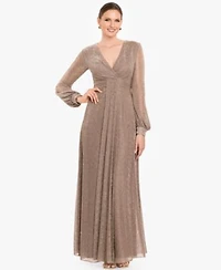 Betsy Adam Womens Crinkled V Neck Ball Gown