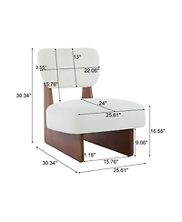 Streamdale Furniture Streamdale Modern Beige Lounge Chair, Wood Base, Walnut Finish
