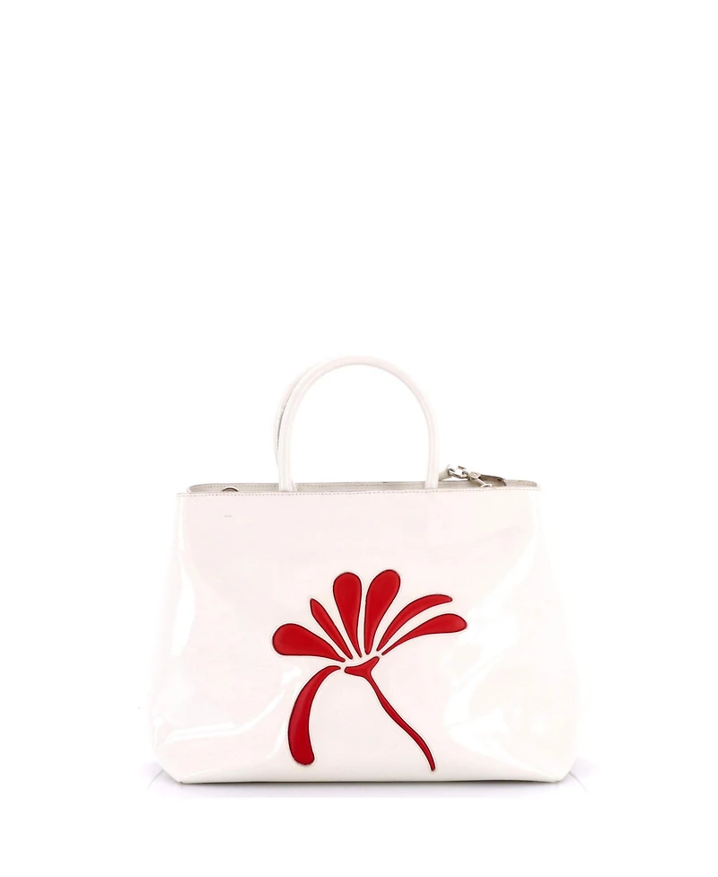 Pre-Owned Prada Medium Flowers Convertible Open Tote Spazzolato Leather
