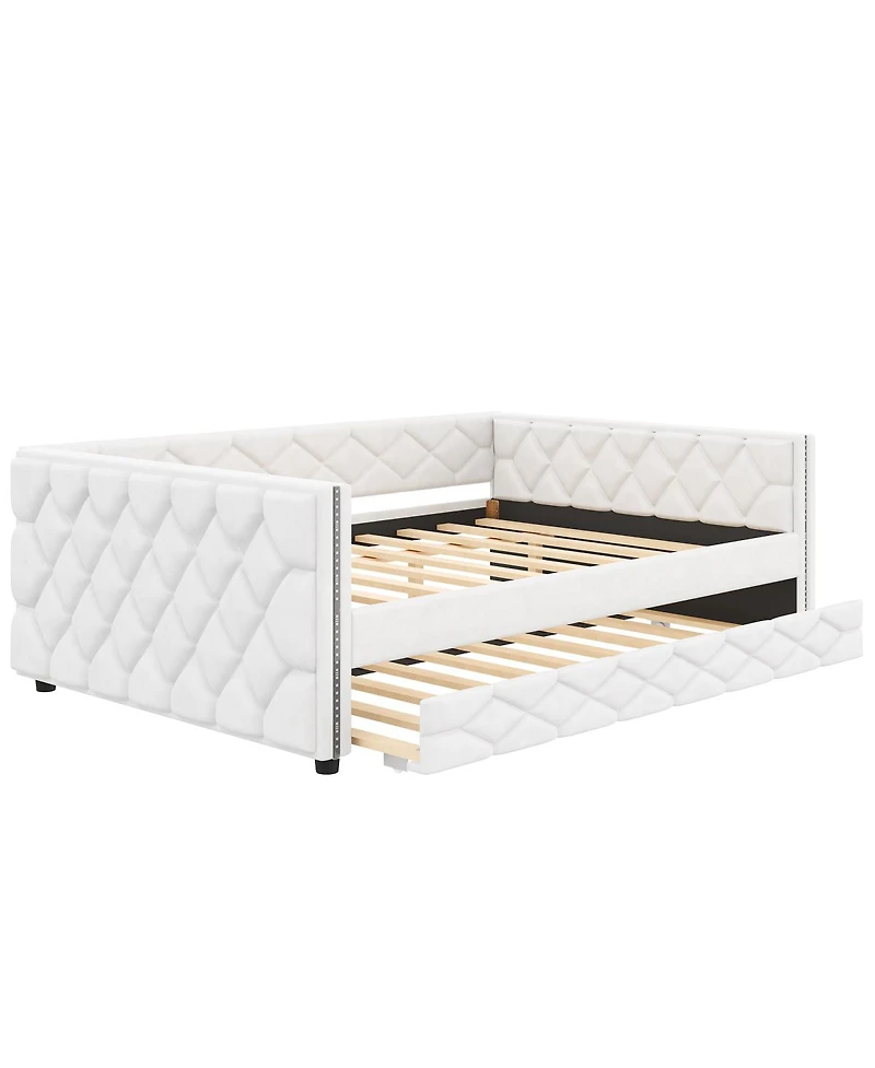 Streamdale Furniture Upholstered Daybed with Trundle and Led