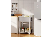 Aecojoy 24''x20'' Stainless Steel Utility Sink, Free Standing Single Bowl Commercial Kitchen Sinks with Faucet