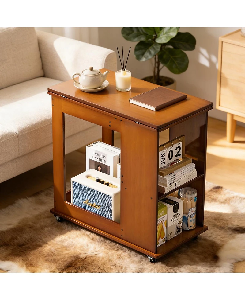 Streamdale Furniture Bamboo Folding Bed/Sofa Table with Storage
