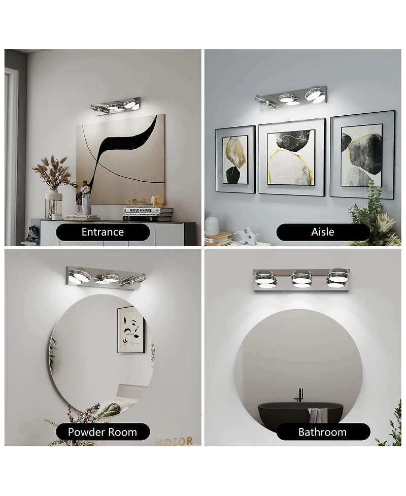 Busdays 3 Light Led Bathroom Vanity Light 20 Inch 18W Modern Wall Light Bar Fixture Over Mirror