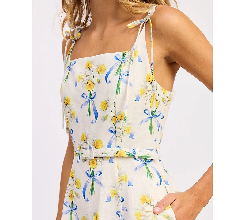 En Saison Women's Audery Belted Tie-Shoulder Dress