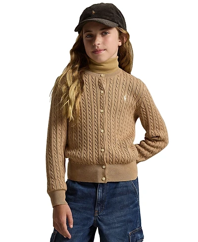Polo Ralph Lauren Girls 7-16 Mini-Cable Cotton Cardigan