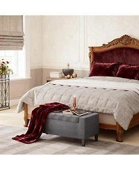 Rainsken Upholstered Entryway Bench, with Seating, Linen Upholstered Storage Bench, Lift Top and Button Tufted for Living Room